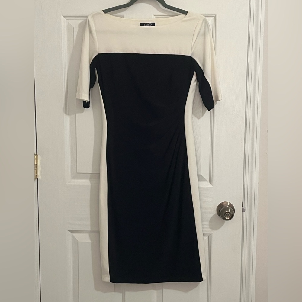 Dark Navy Blue Chaps Dress with side ruching S
